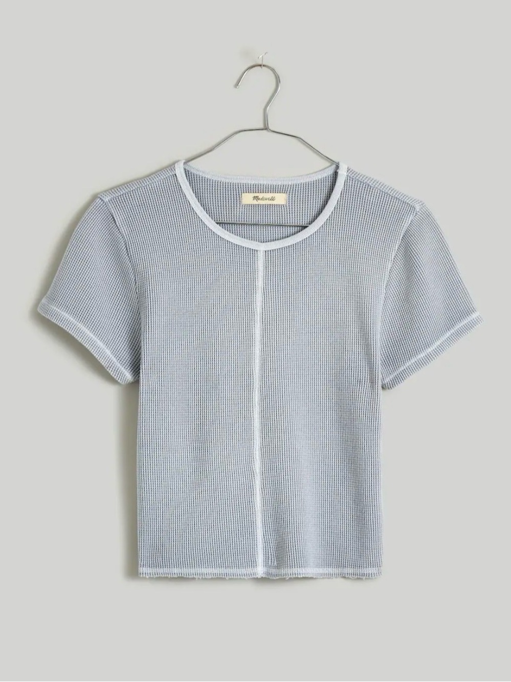 Madewell Waffle Knit Crewneck Short-Sleeve Crop Tee in Solstice